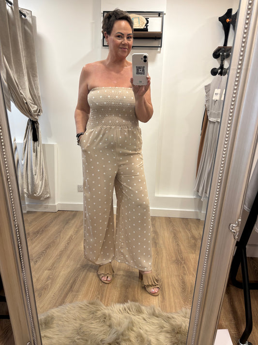 Spot Print, Bandeau Jumpsuit