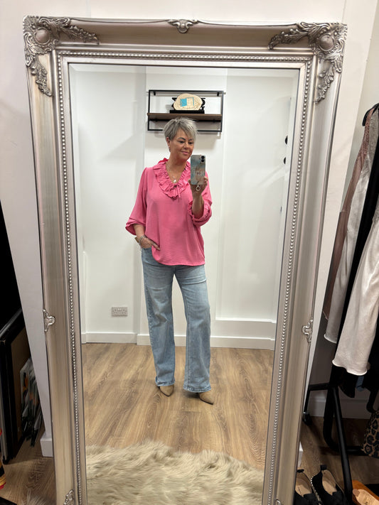 V Neck, Ruffle Blouse