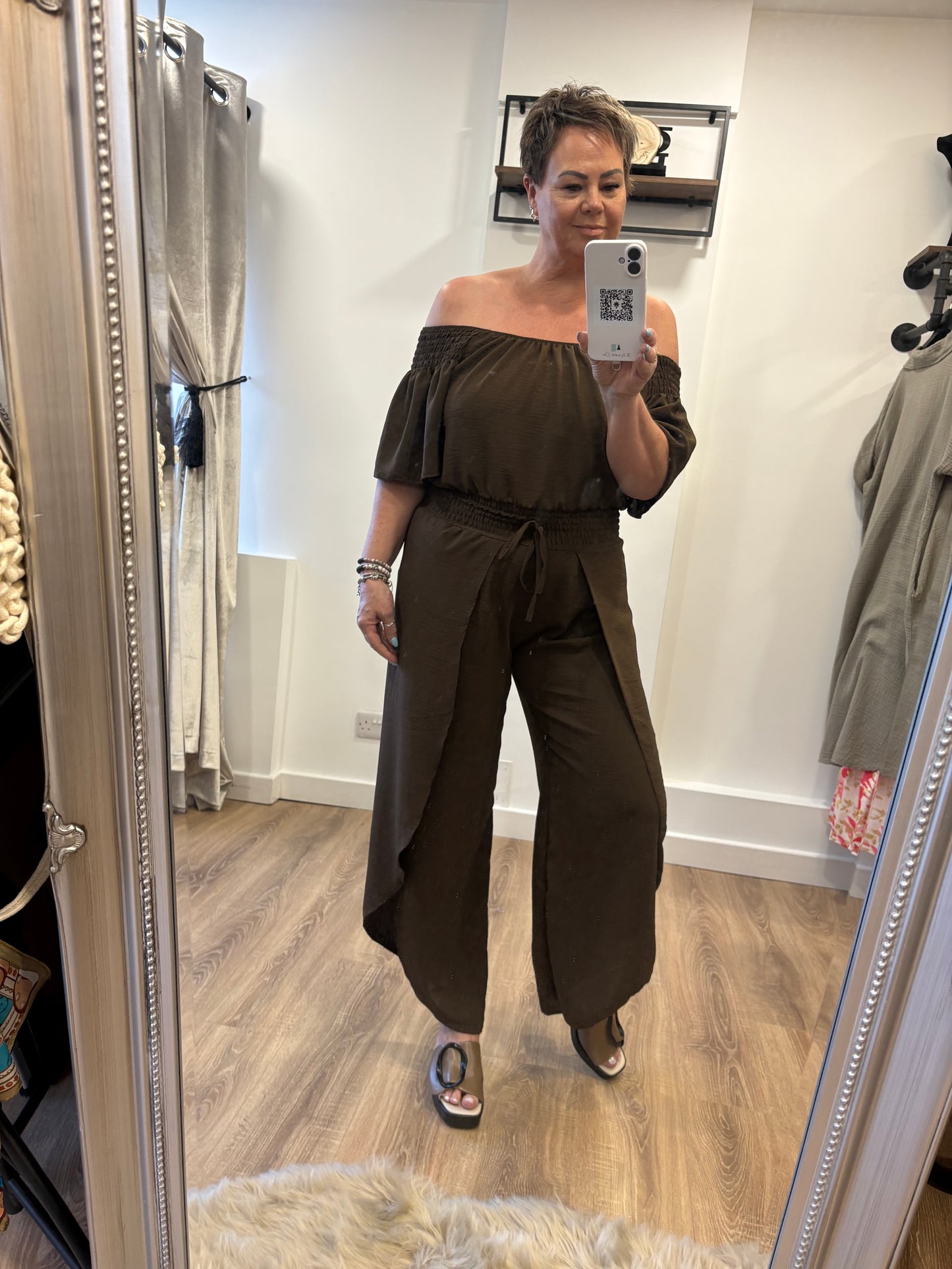 Split Leg Jumpsuit - Brown