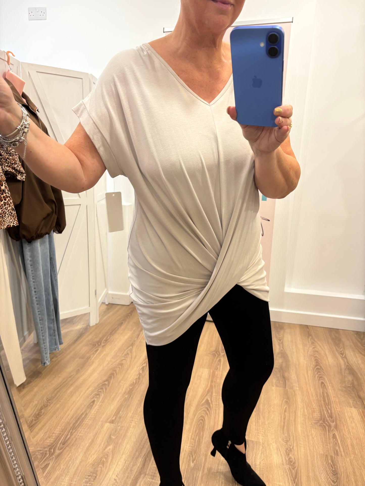 Twist Front V Neck T Shirt