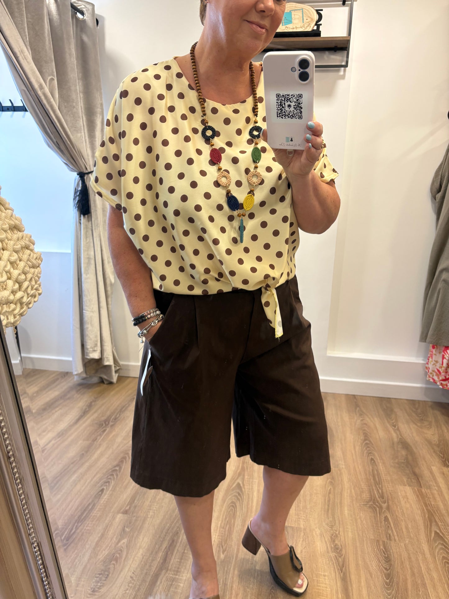 Polka Dot, Tie up Blouse
