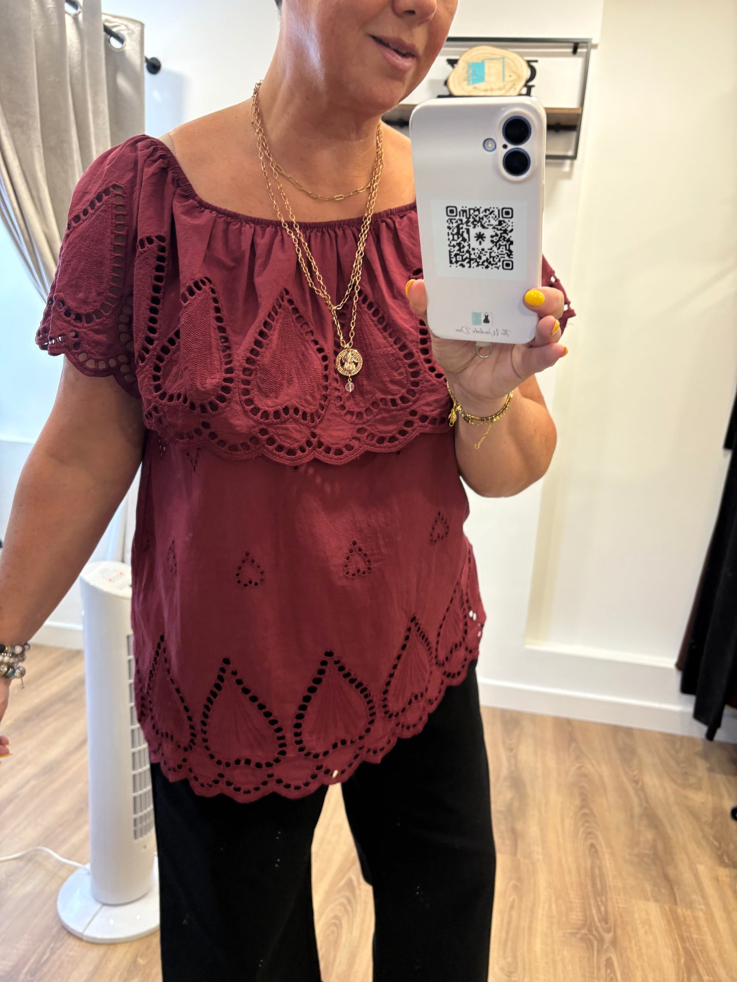 Broderie Anglaise Bardot Top