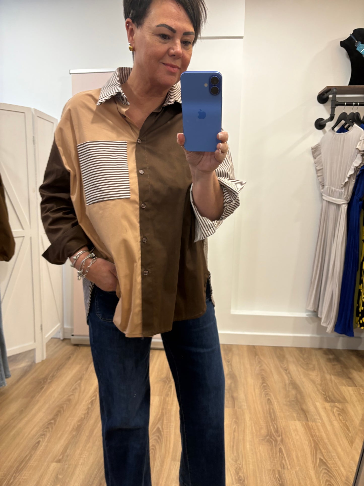 Multi Stripe Design Shirt in Browns