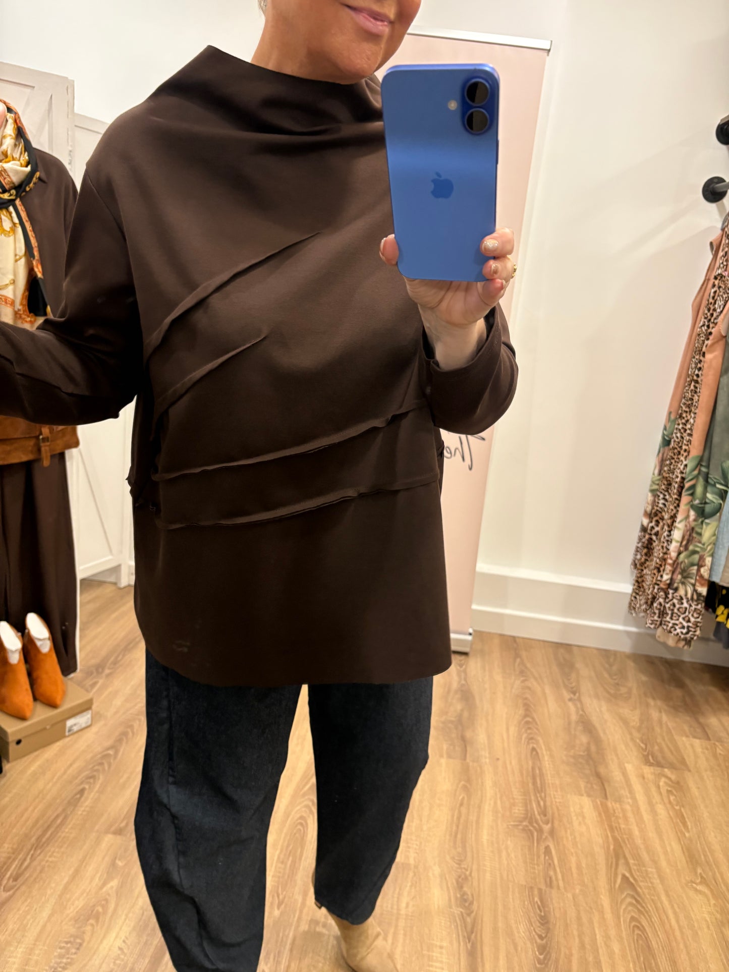 Seam Detail Cowl Neck Scuba Sweatshirt