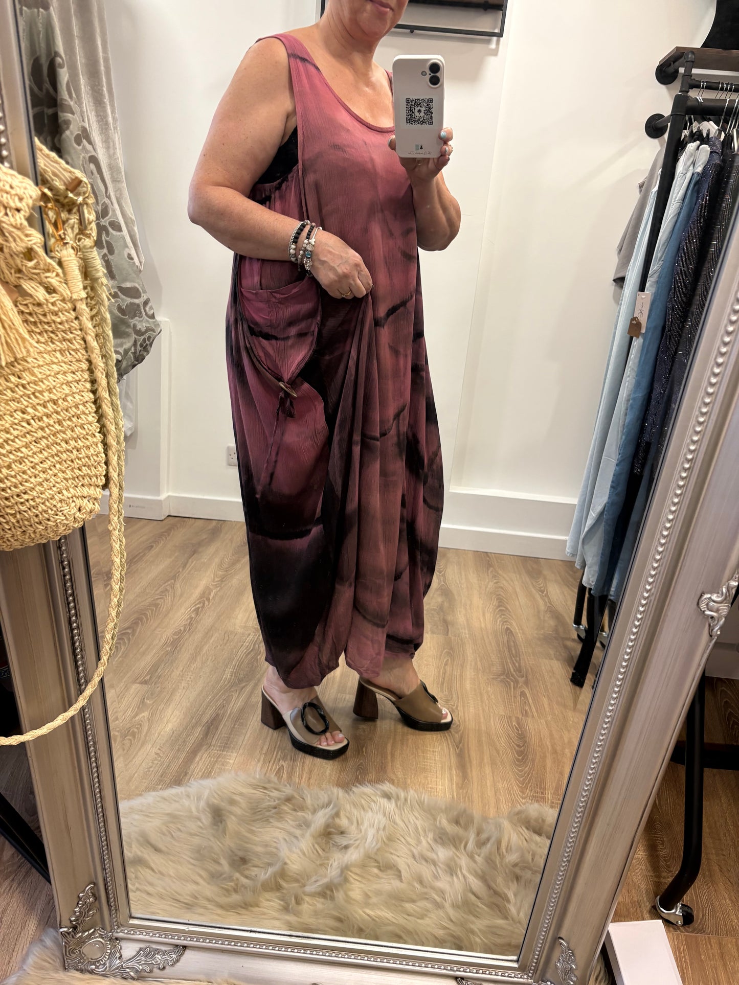 Tie Dye Pocket Detail Midaxi Dress