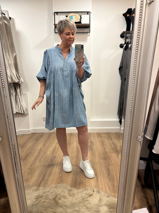 Denim Midi Smock Dress