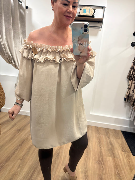 Ruffle Top Longline Blouse