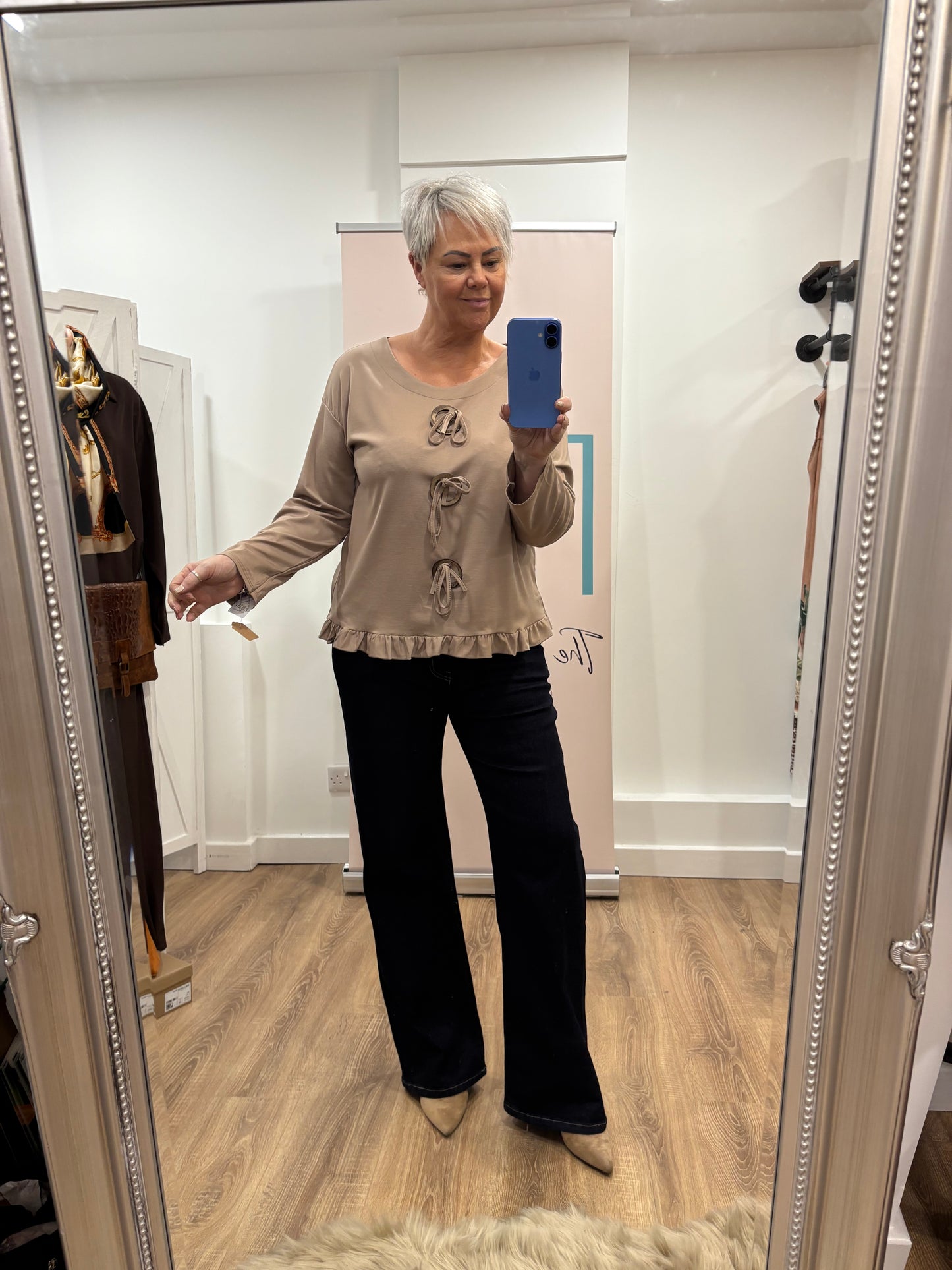 Frill and Button Detail Sweatshirt