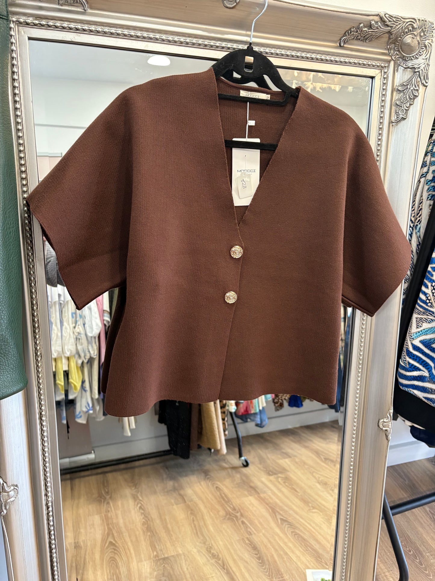 Gold Button, short sleeve, knitted jacket