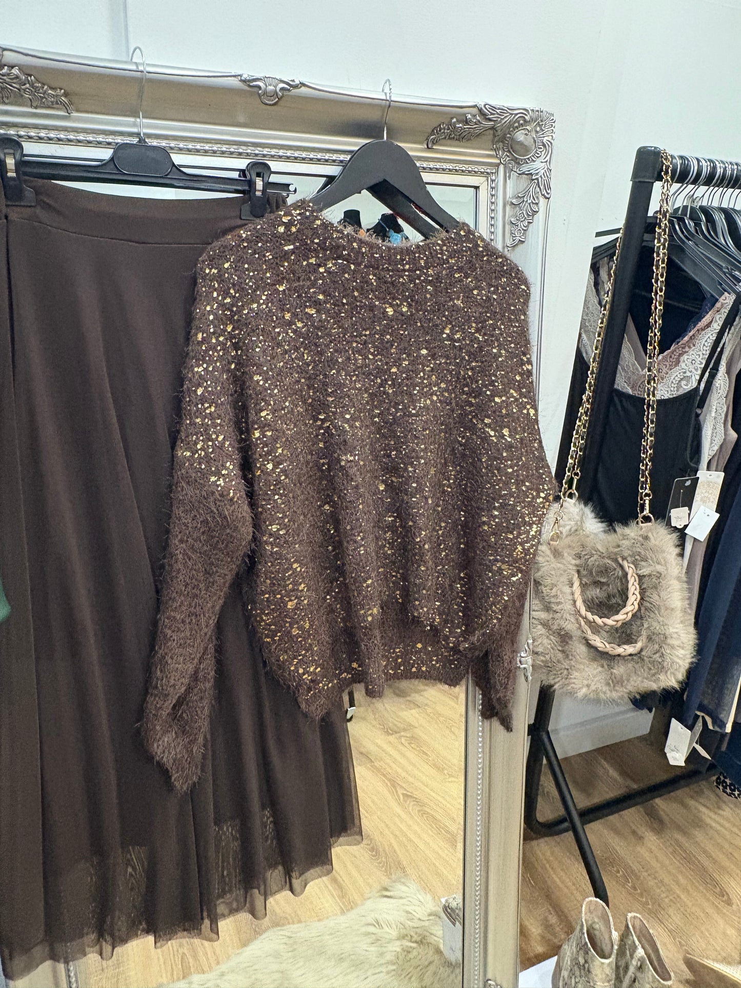 Fluffy, Gold Foil Design Jumper