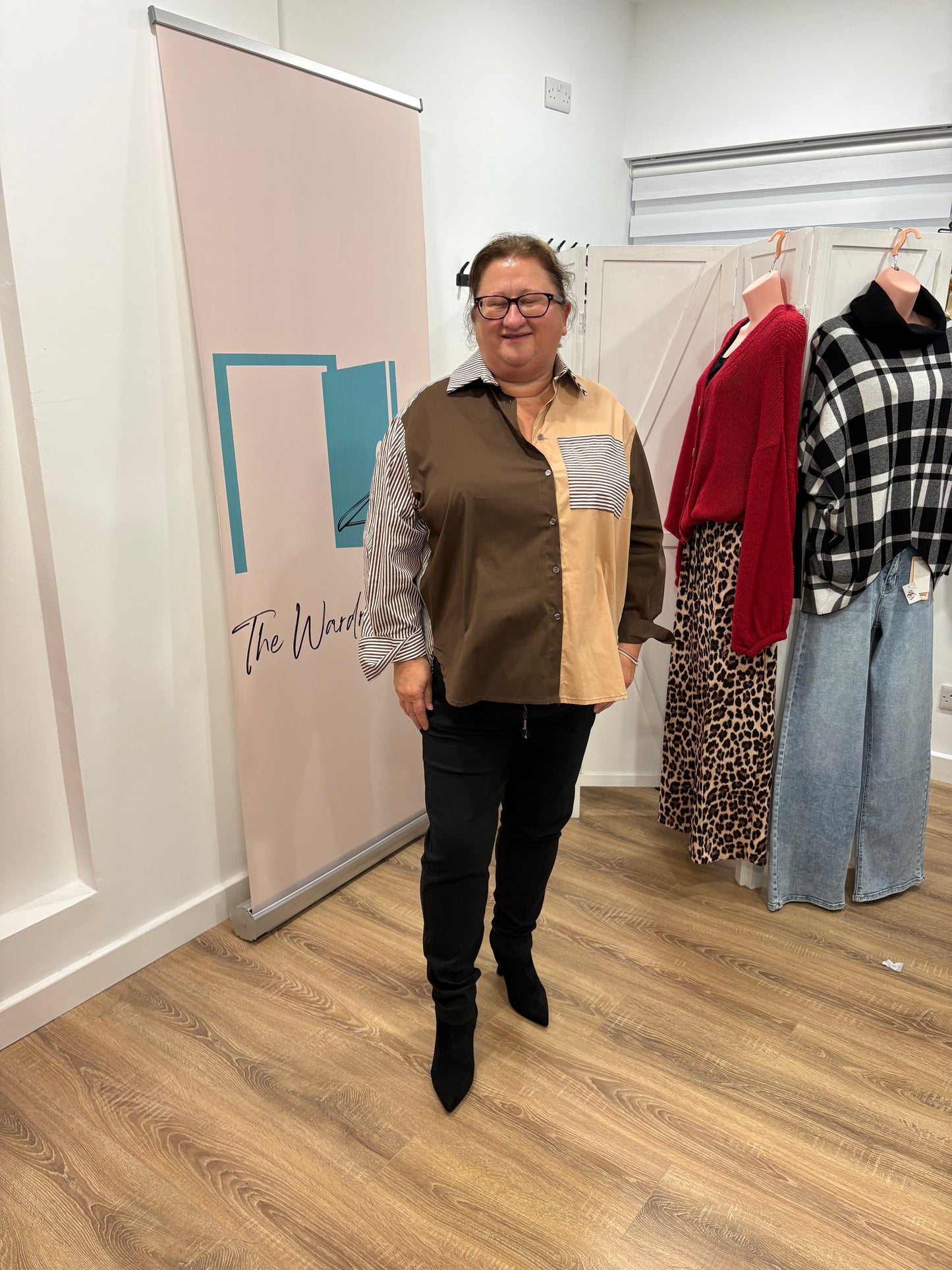 Multi Stripe Design Shirt in Browns