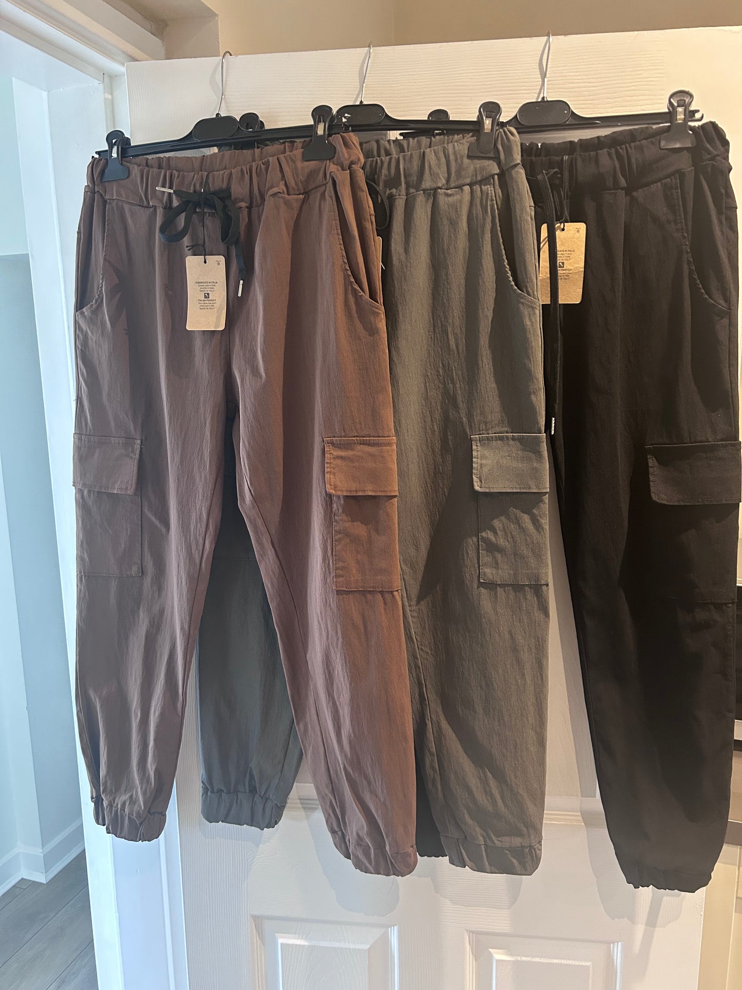 Cuff Bottom Stretchy Cargo Trousers