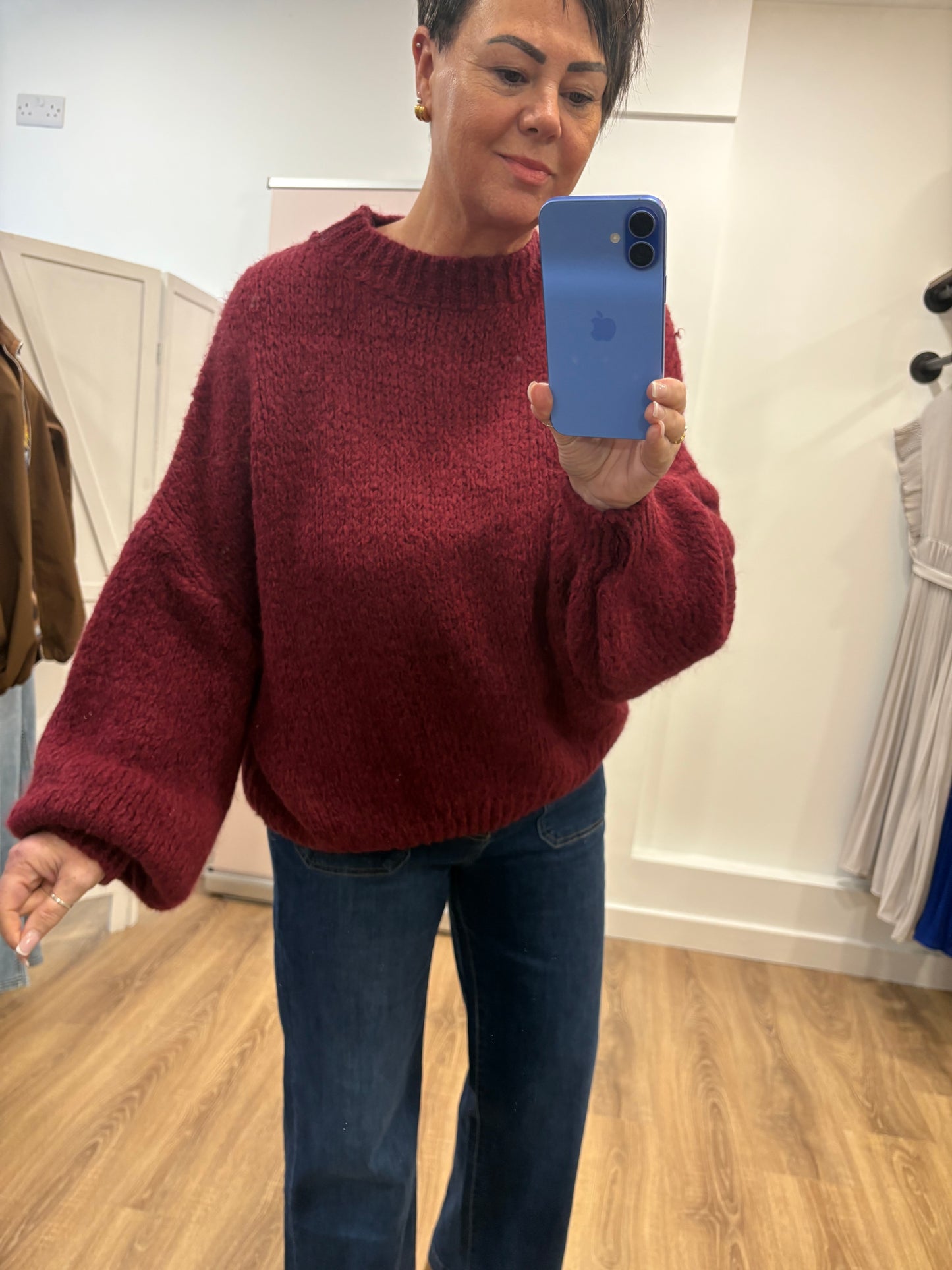 Plain, Soft, Slouchy Jumper with Balloon Sleeve