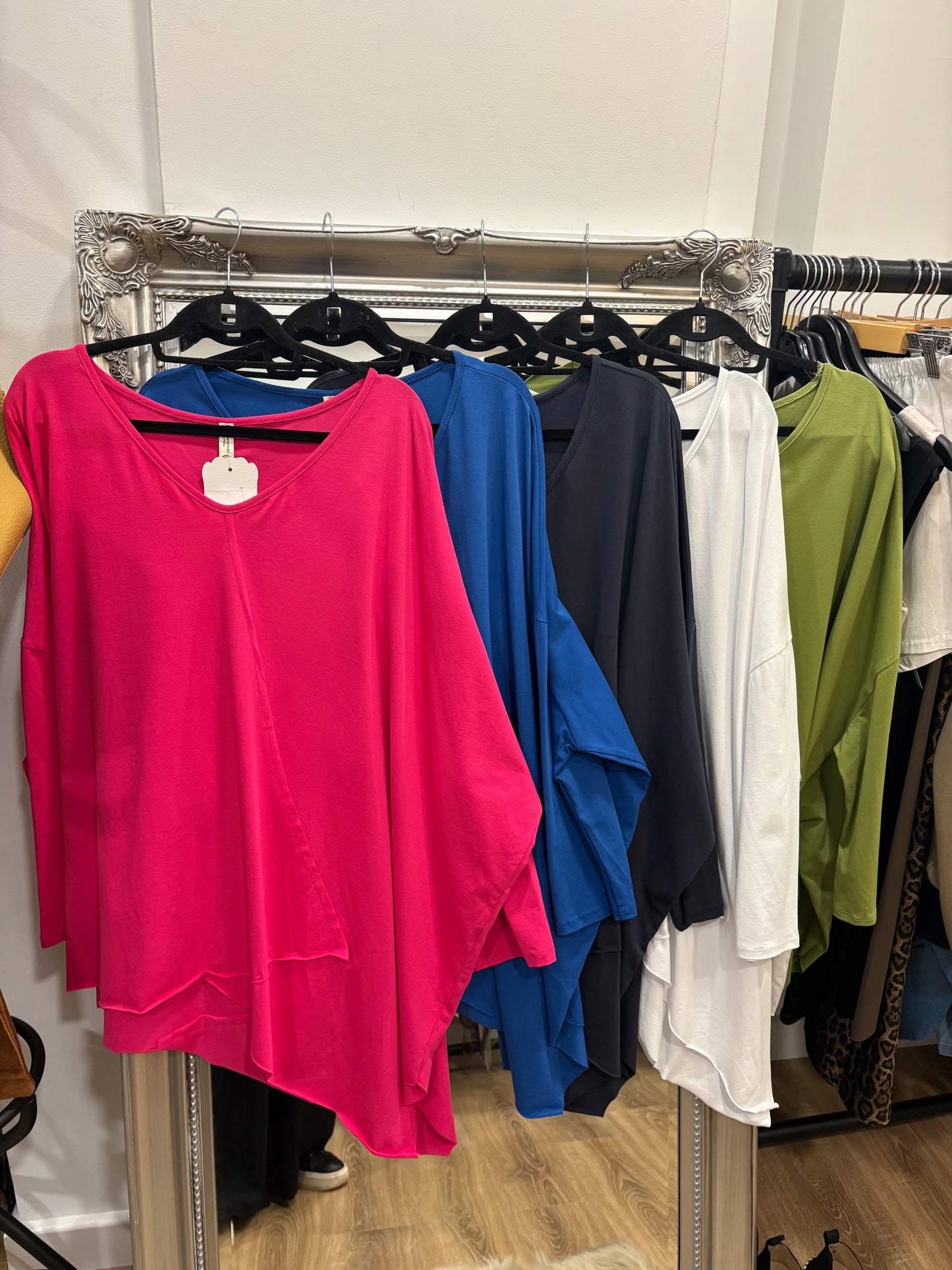 V Neck Asymmetric Hem Sweat