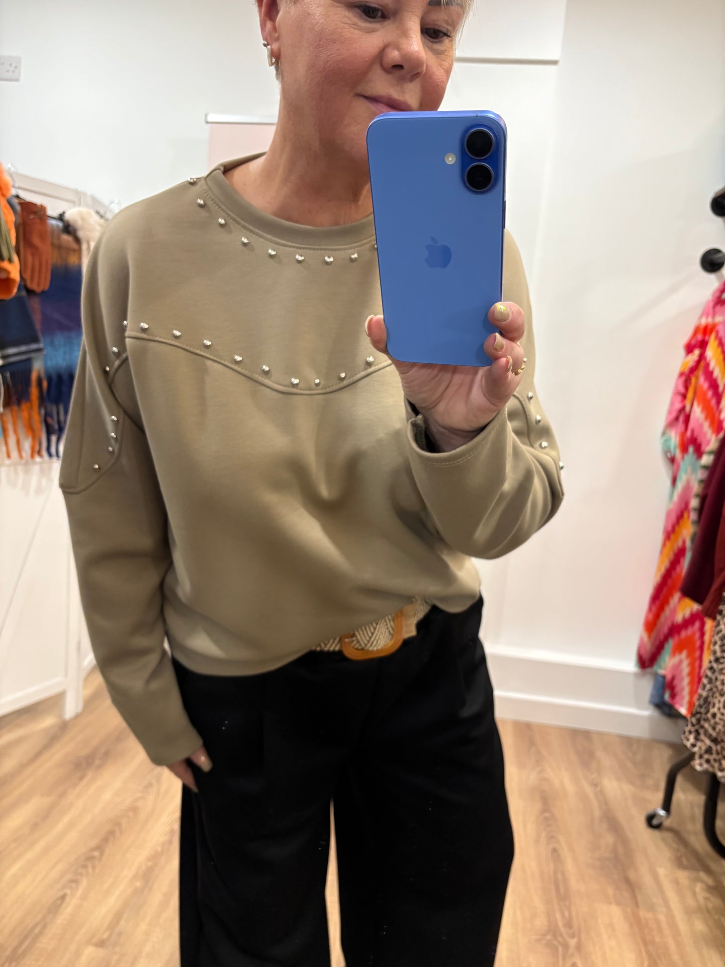 Silver Stud Detail Sweatshirt