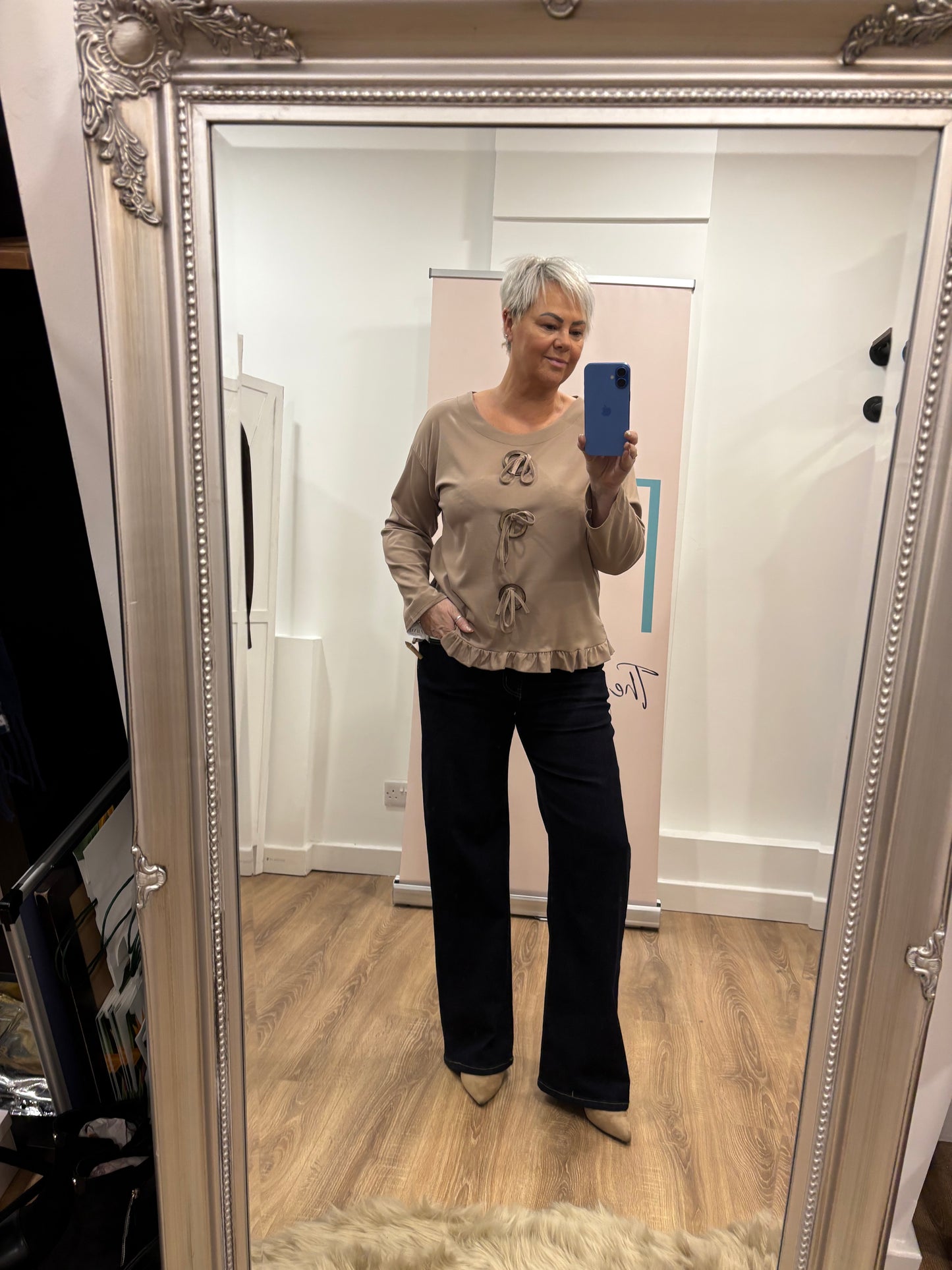 Frill and Button Detail Sweatshirt