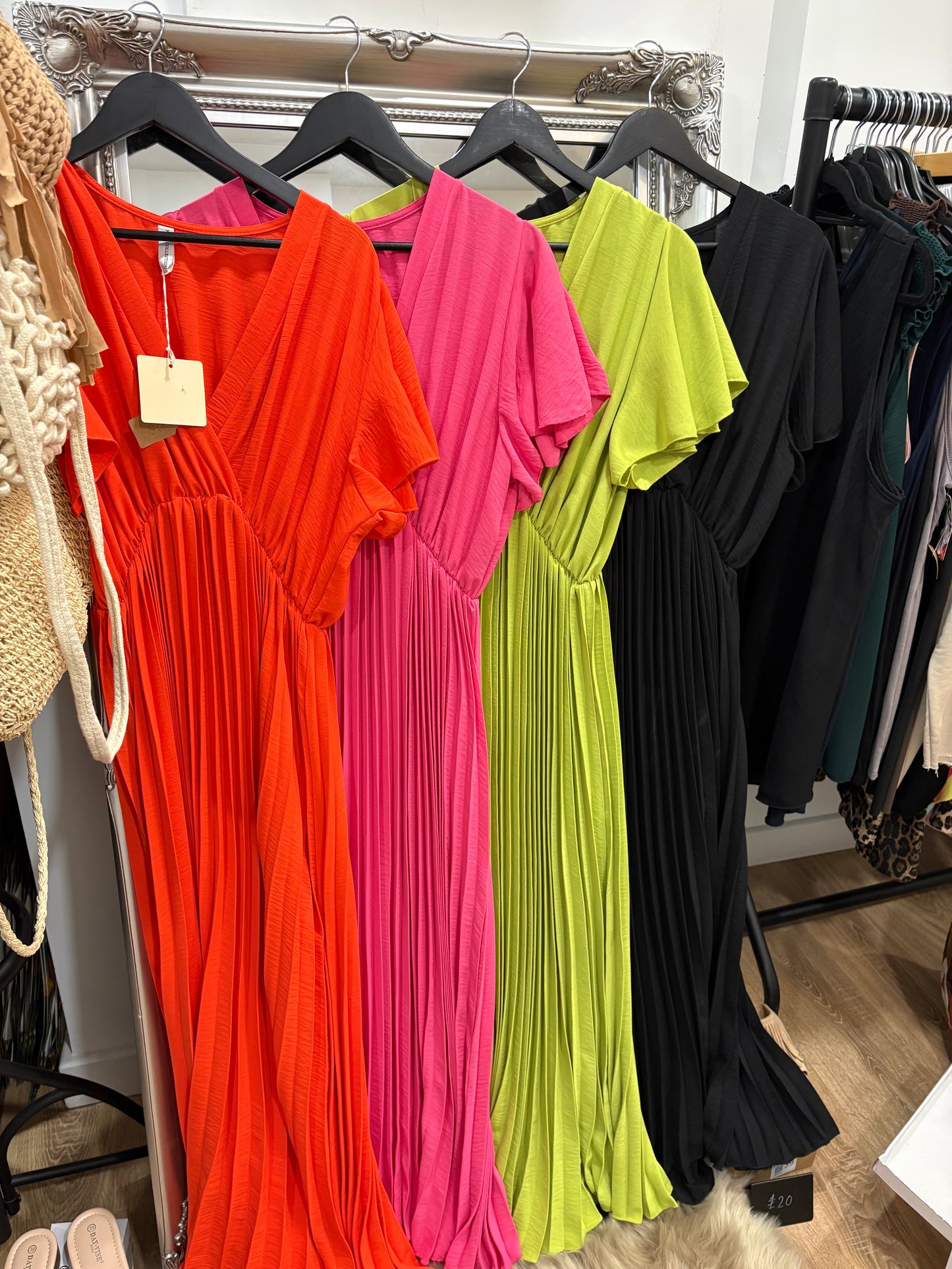 Pleated, Wrap Top Maxi Dress