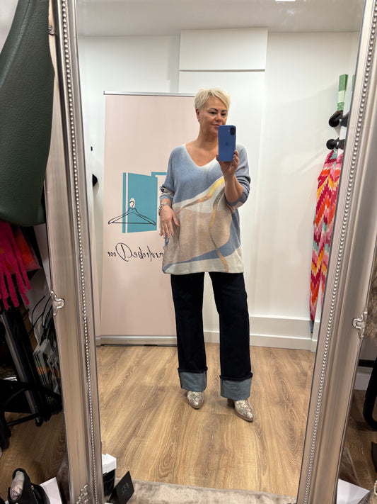 Oversized Pastel Design Soft Knit