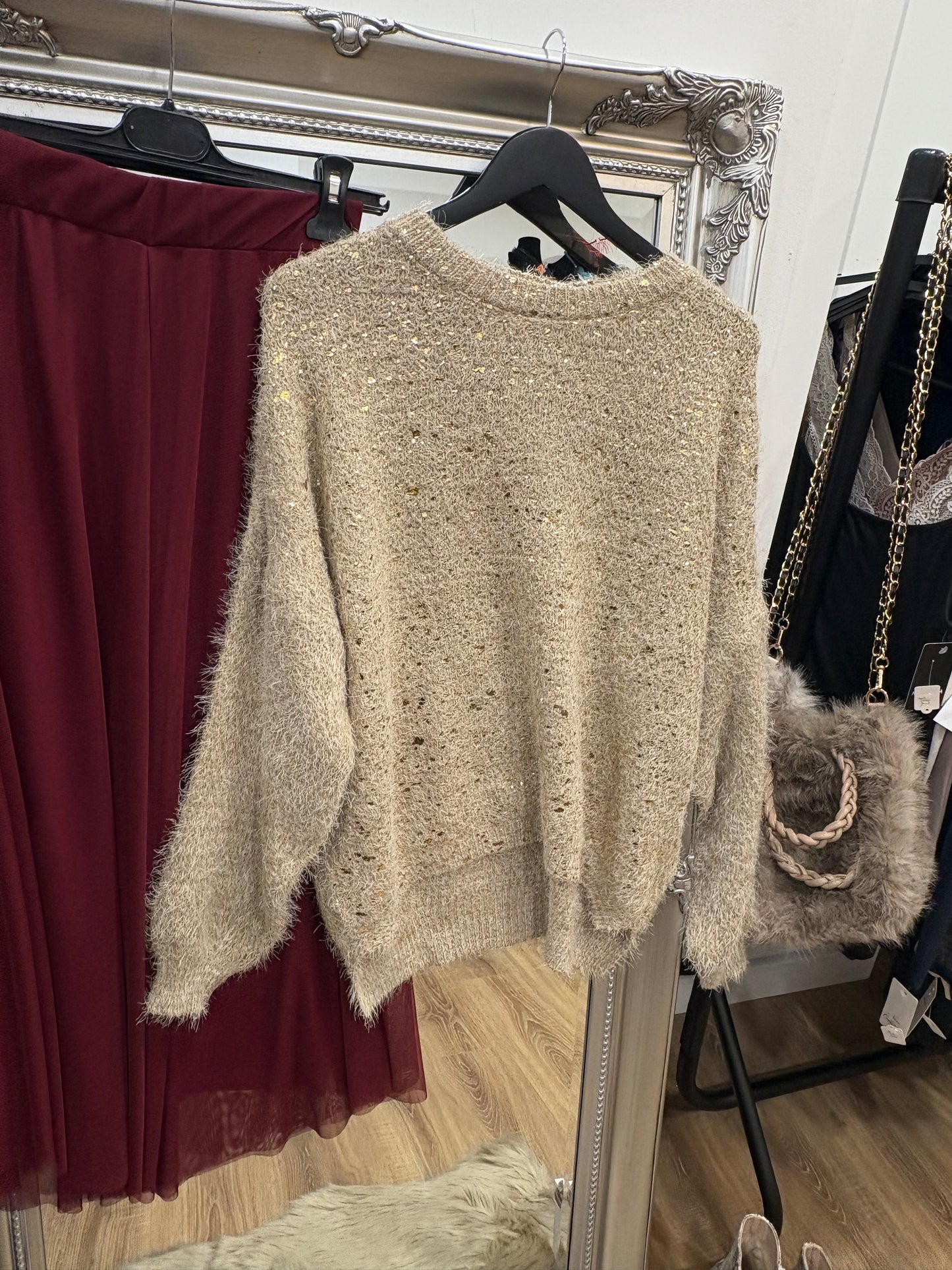 Fluffy, Gold Foil Design Jumper