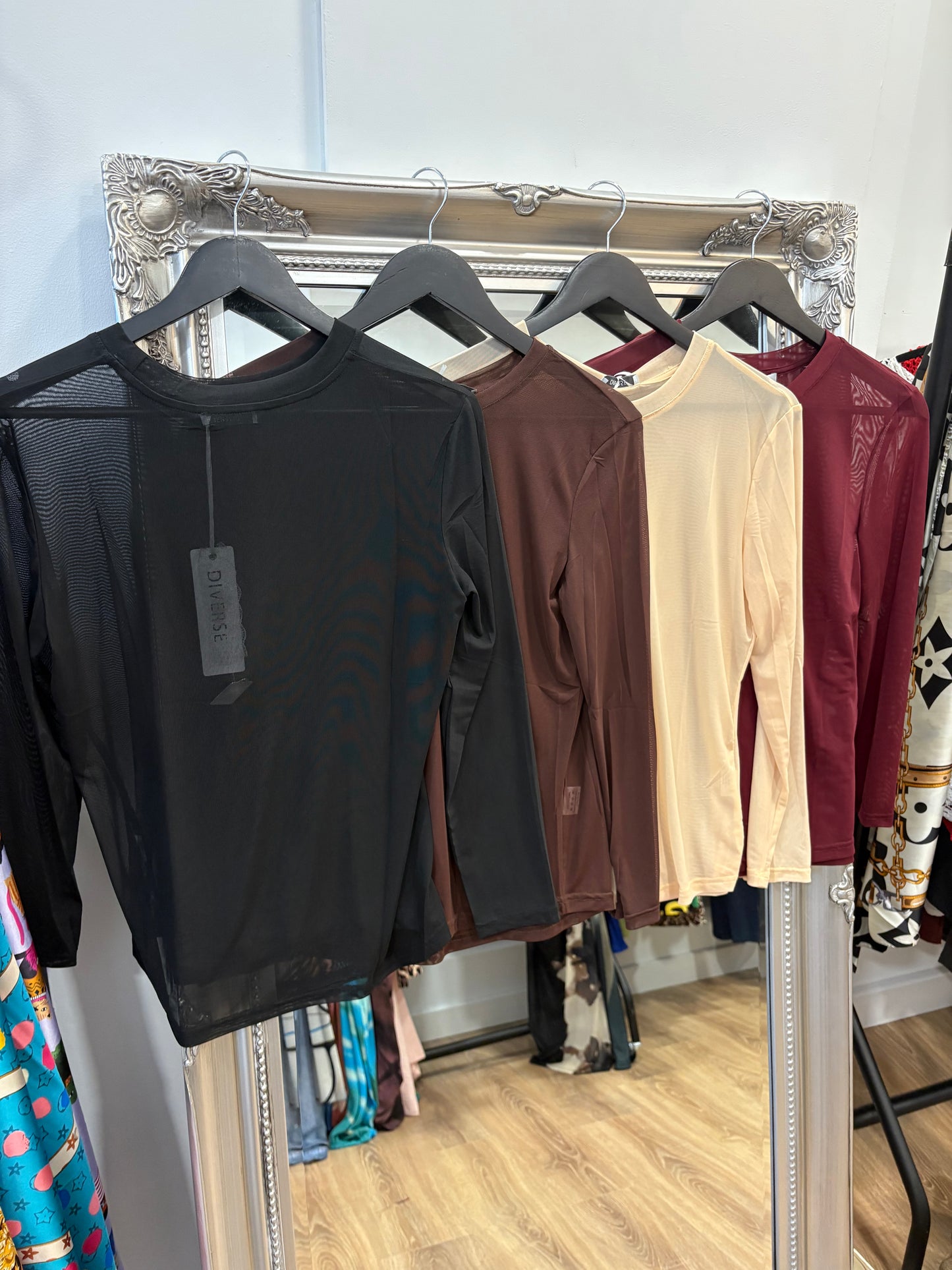 Mesh, Long sleeved, Layering Top