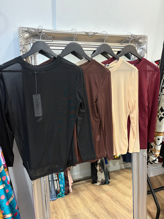 Mesh, Long sleeved, Layering Top