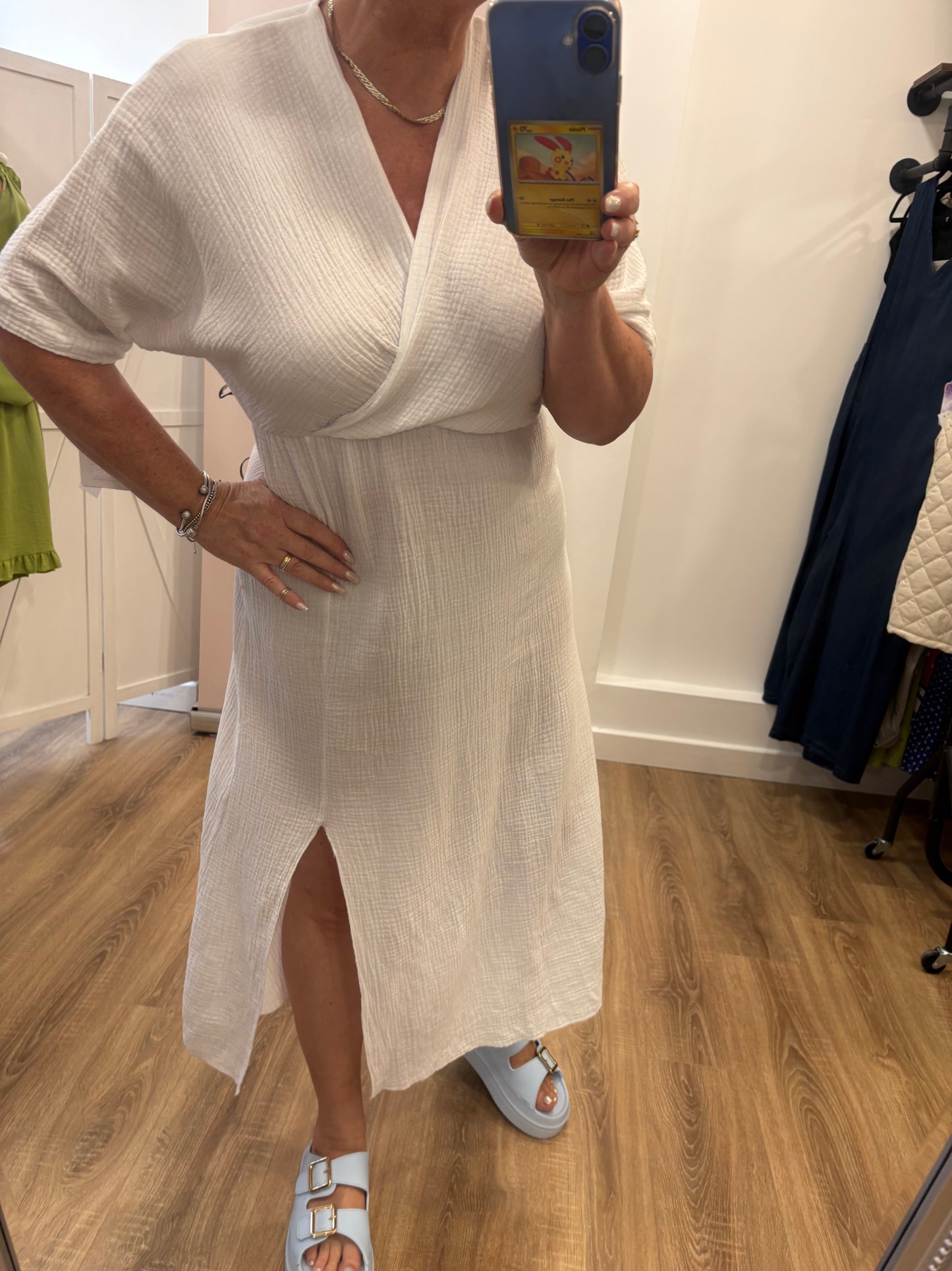 Cheesecloth Wrap Maxi Dress