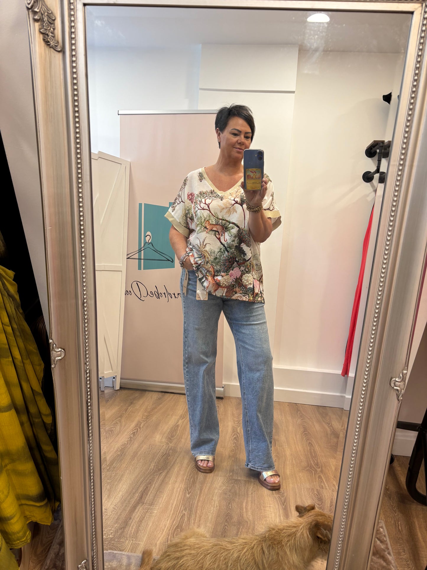 Gold Shimmer Edge, V neck Blouse