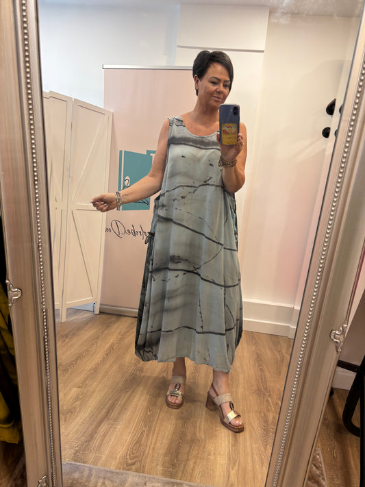 Tie Dye Pocket Detail Midaxi Dress