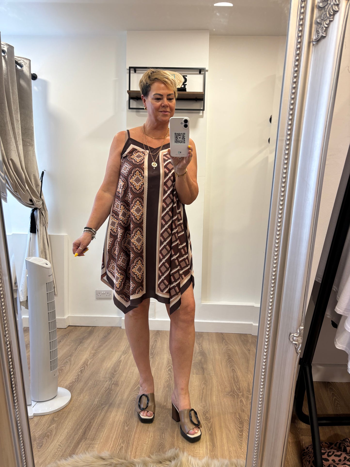 Scarf Print Midi Dress