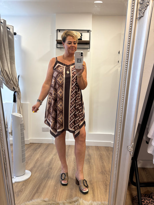 Scarf Print Midi Dress