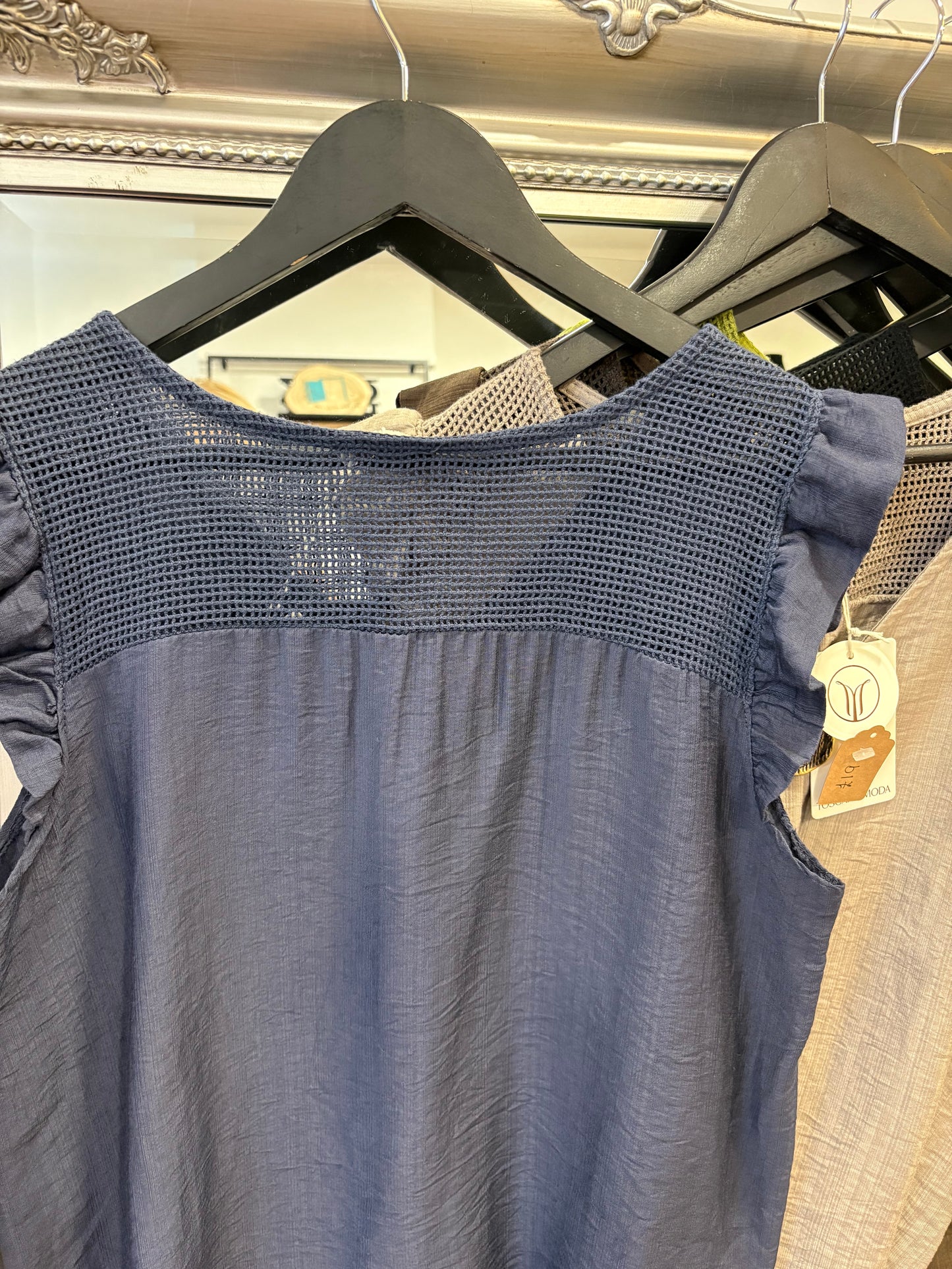 Frill Shoulder Button Top