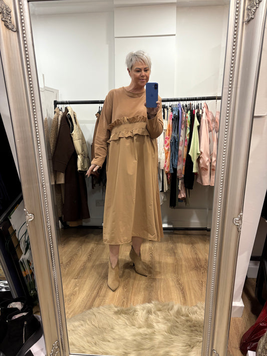 Frill Design Midaxi Dress