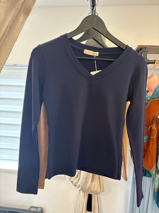 V Neck, Long Sleeved Top