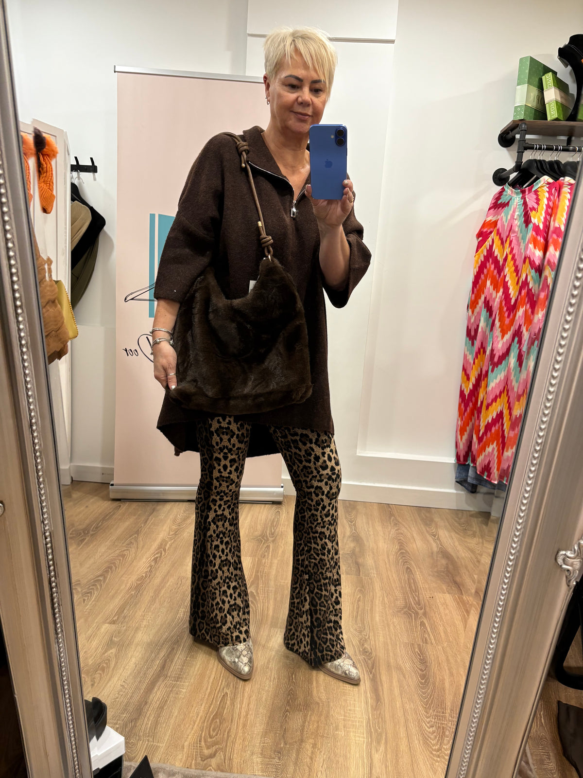 Brown, Snakeskin, Block Heel, Ankle Boot
