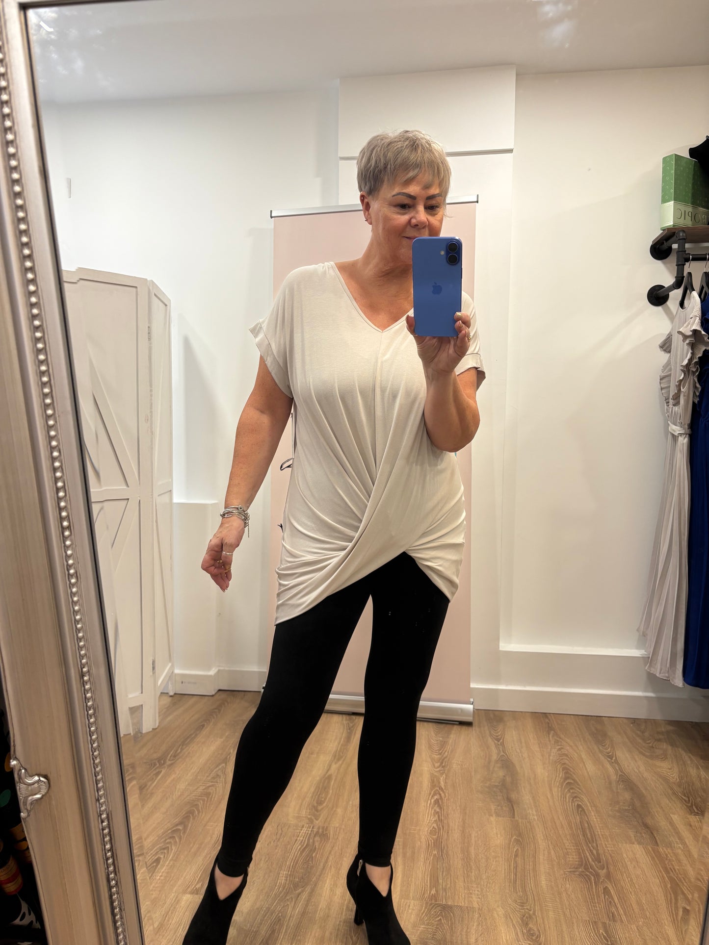 Twist Front V Neck T Shirt