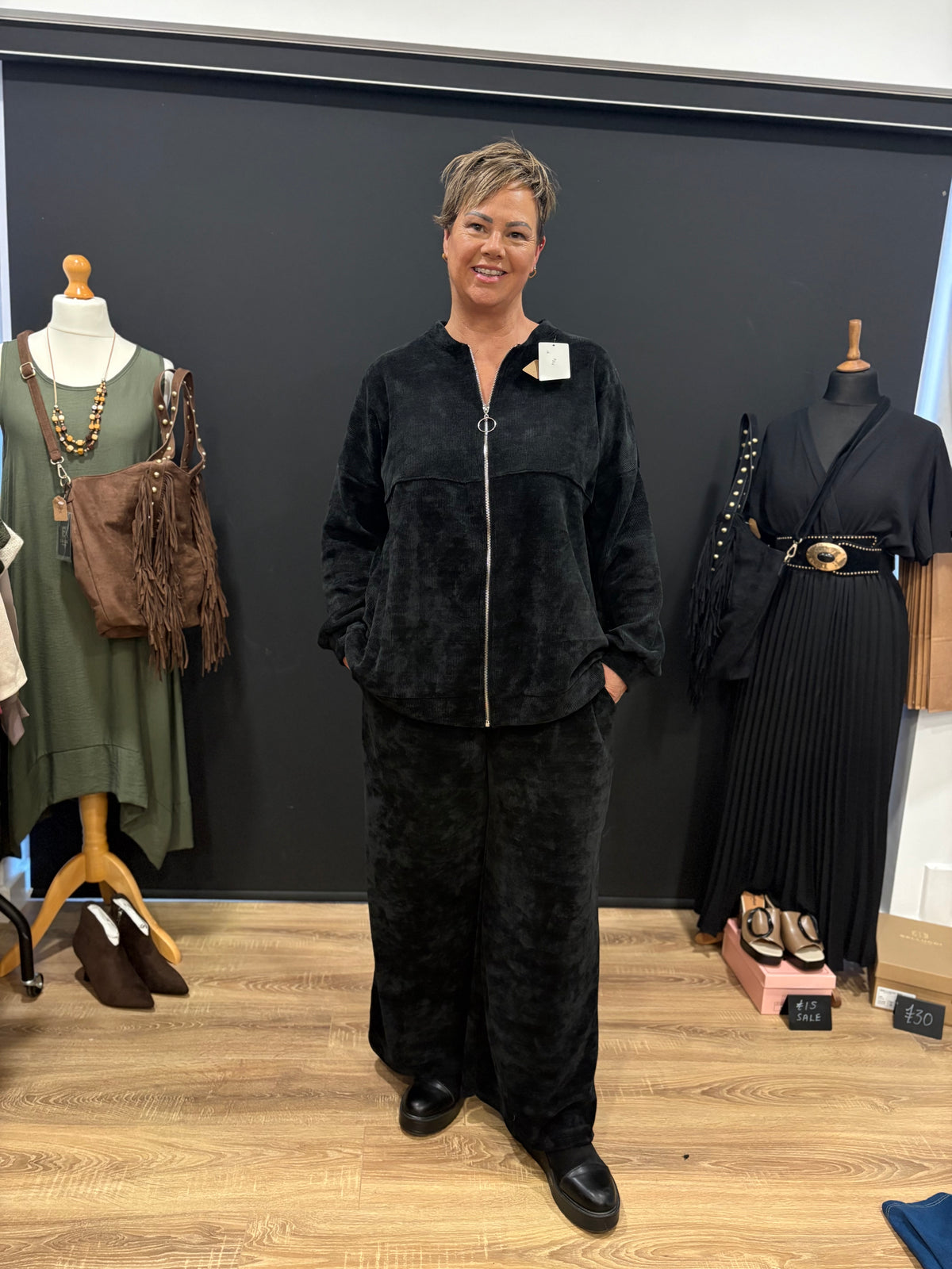 Soft, Textured, Zip Jacket Lounge Set