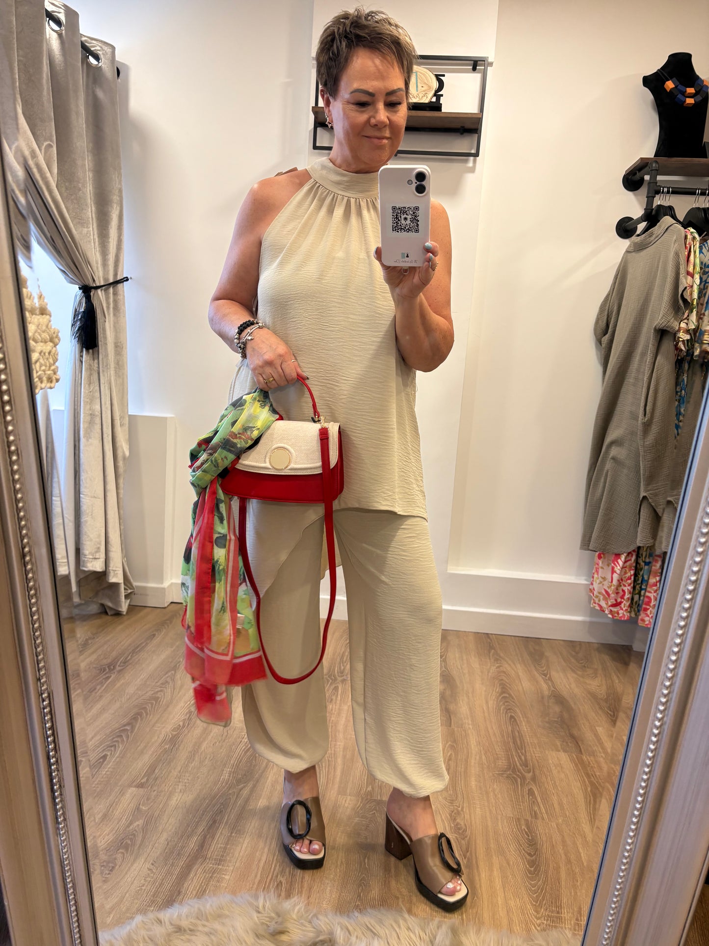 Halter Neck Trouser Set - Cream