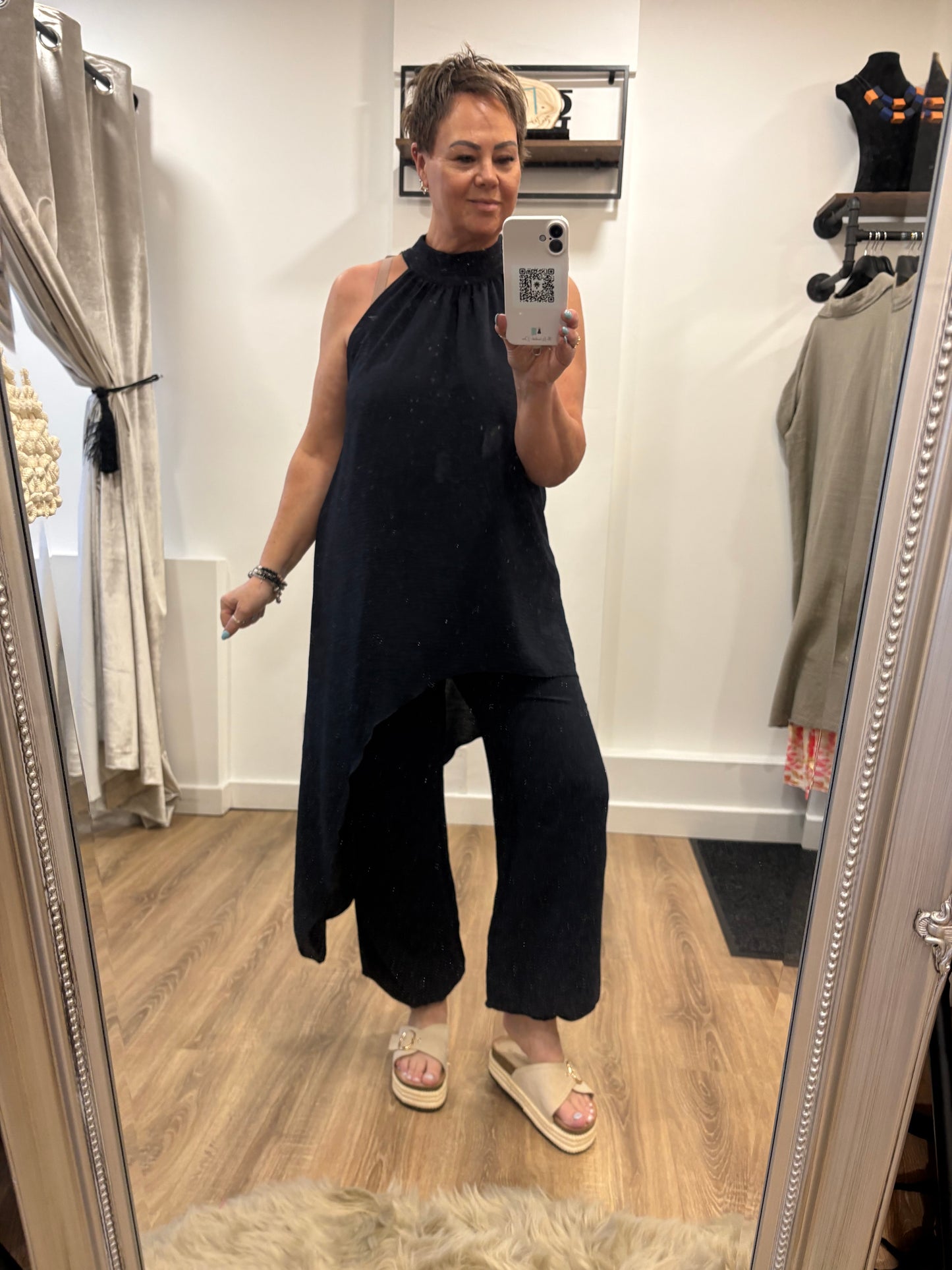 Halter Neck Trouser Set - Black