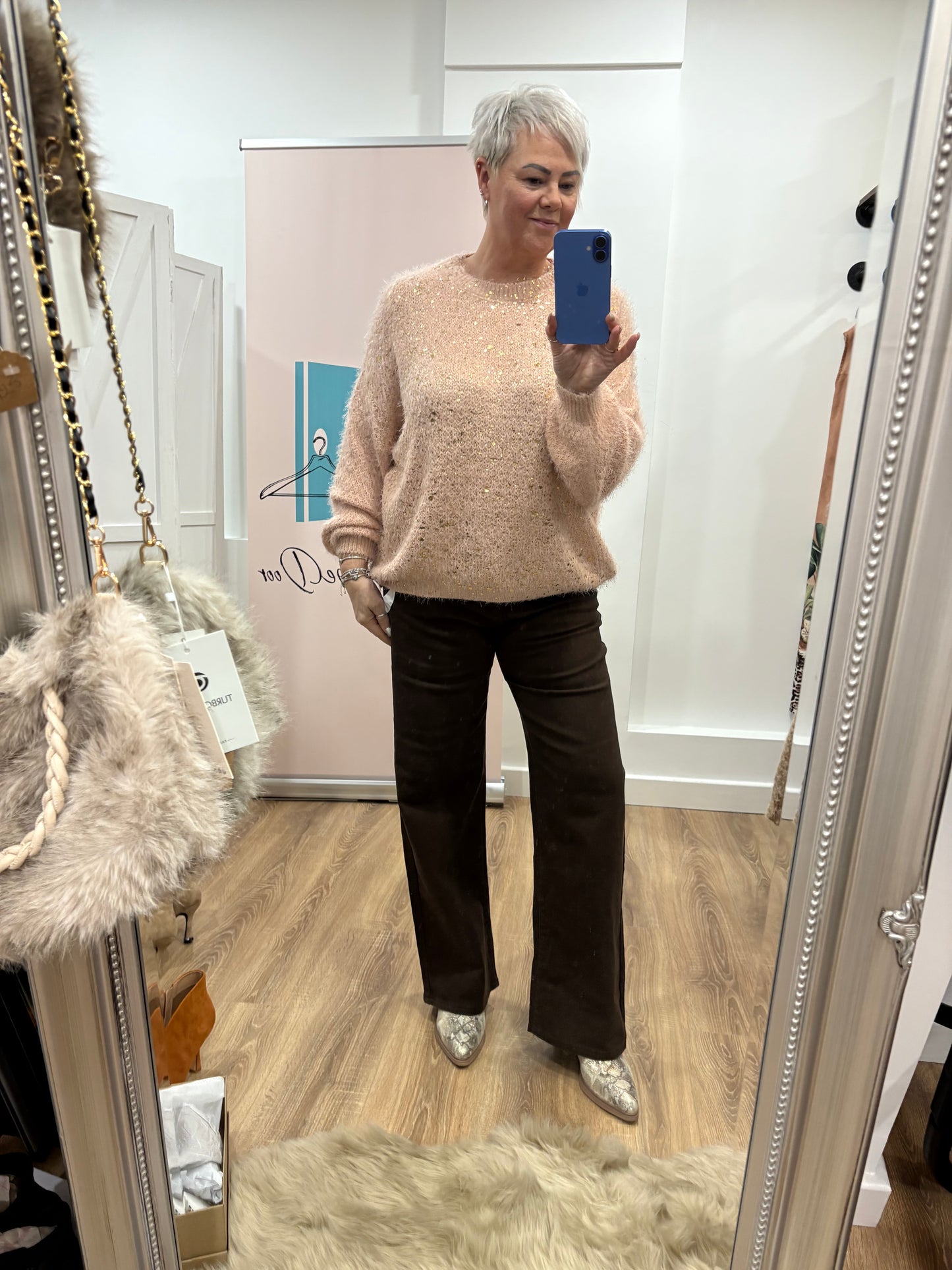 Chocolate Brown, wide leg jeans