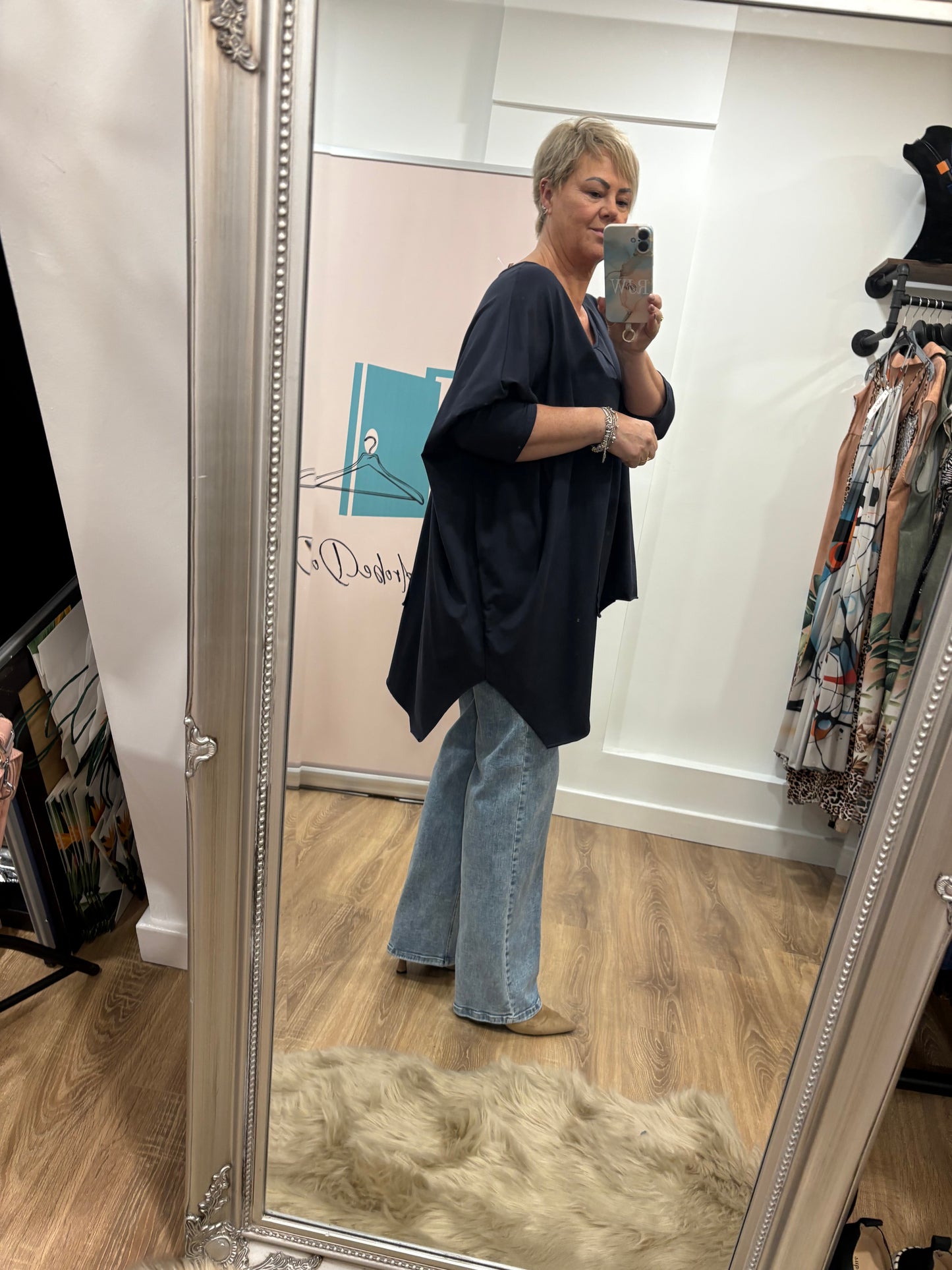 V Neck Asymmetric Hem Sweat