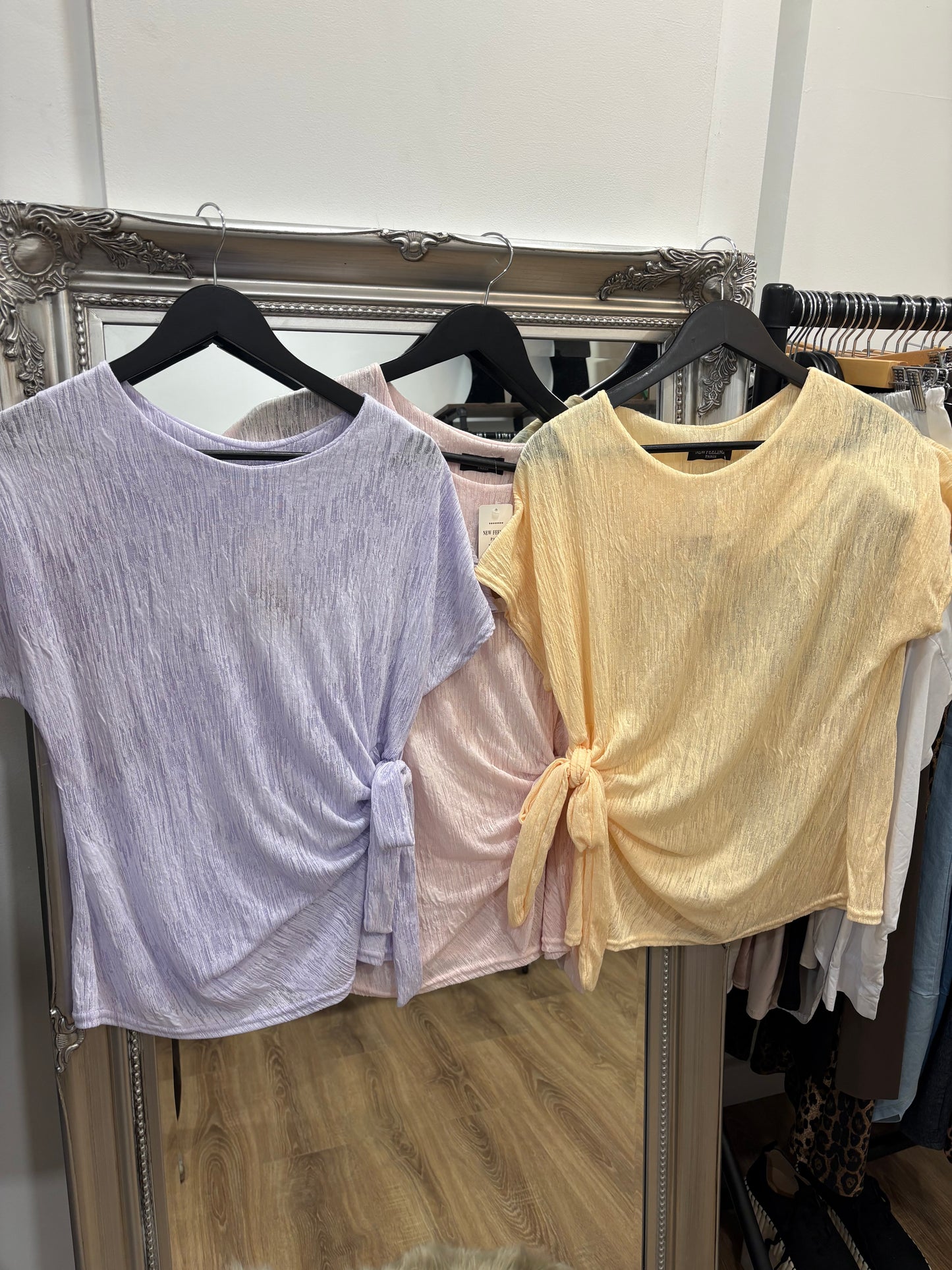 Stretch, Textured, Side Tie Blouse