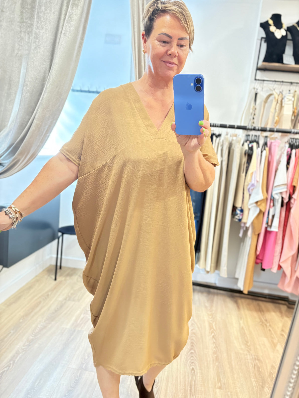V Neck, Cocoon Dress