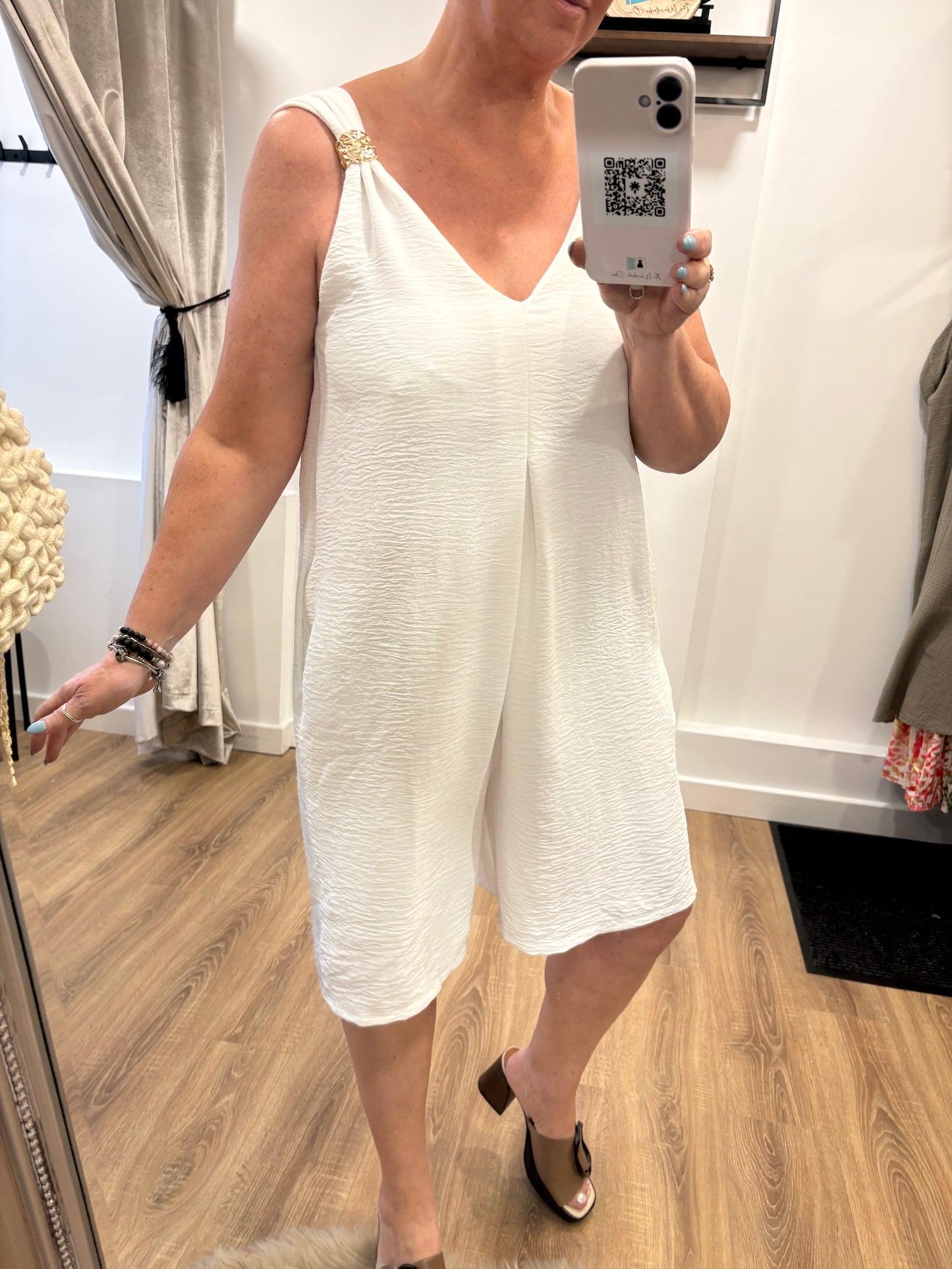 Gold Detail Playsuit - White
