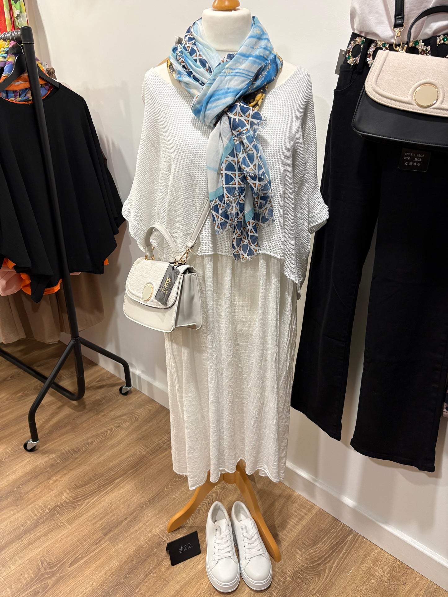 Linen Dress with Netted Top