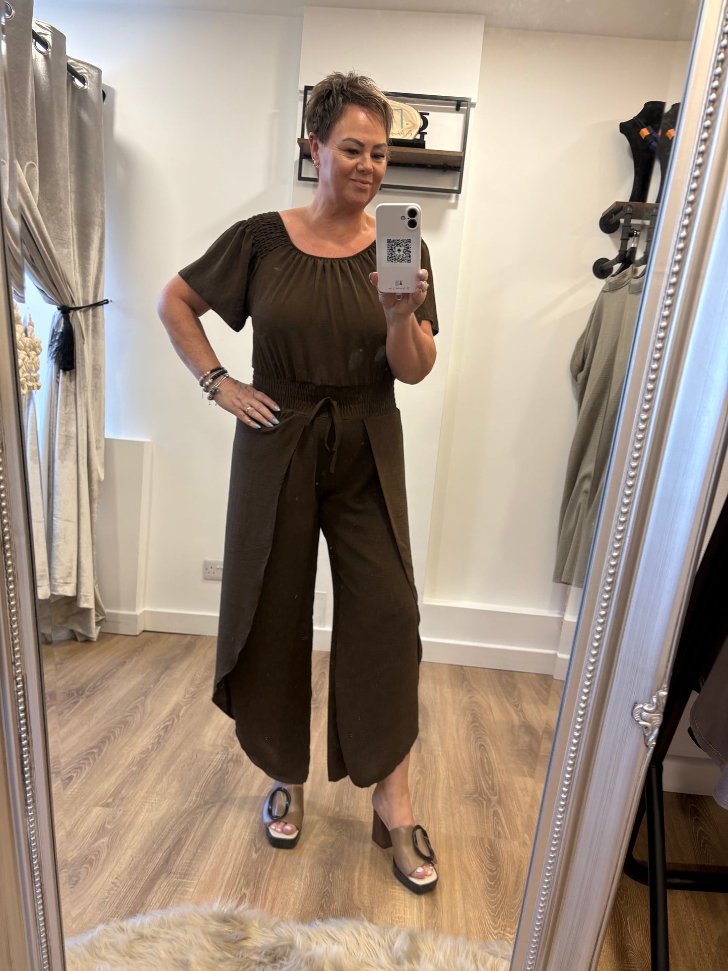Split Leg Jumpsuit - Brown