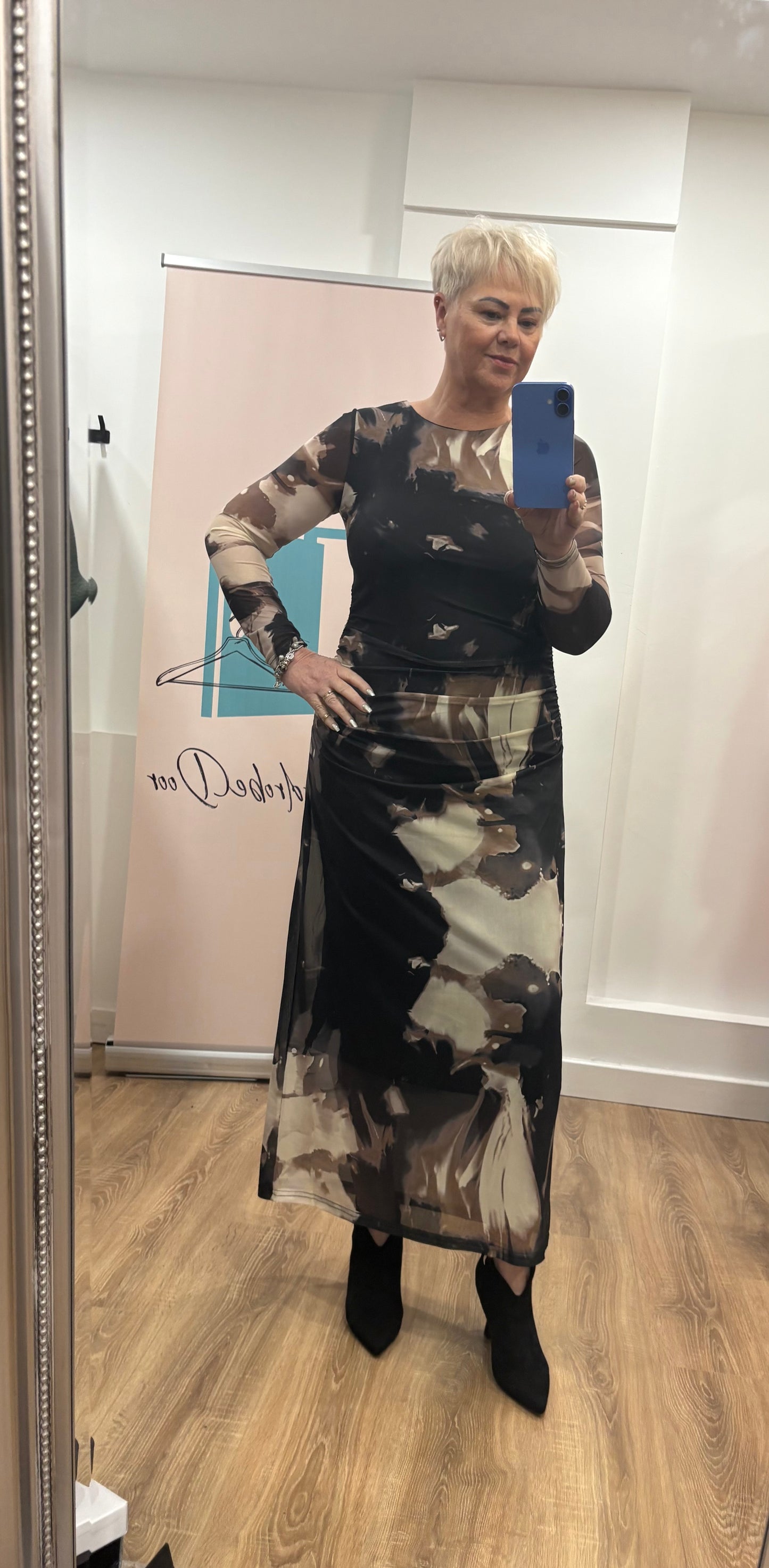 Mesh, Rushed Maxi Dress